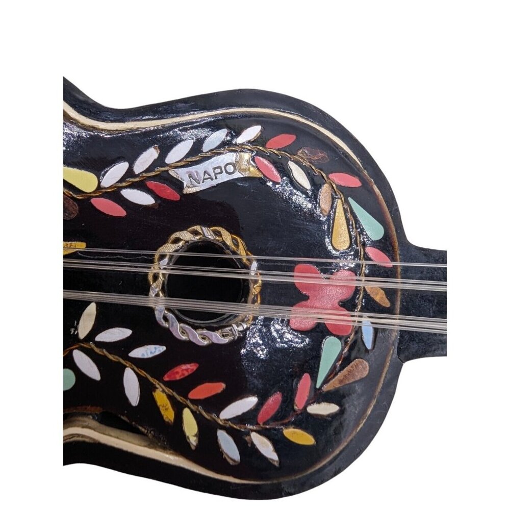 Vintage Miniature Wooden Painted Napoli Guitar Music Box Italy Made Santa Maria - Picture 6 of 14